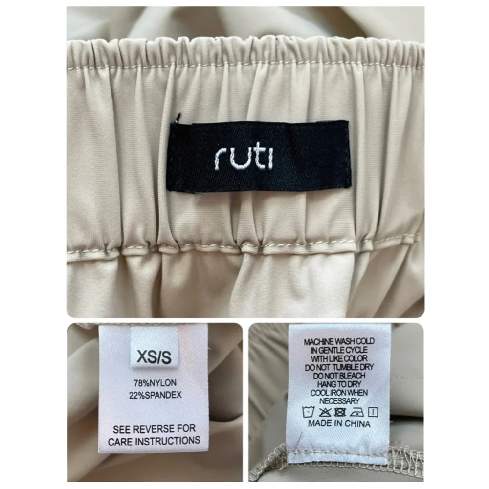 Ruti The Go-To Nylon Blend Tan Khaki Size XS / S Draped Lagenlook Midi Skirt - Picture 12 of 16